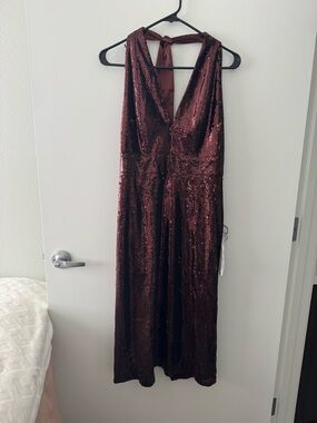Dress the Population Burgundy Sequin Halter Dress